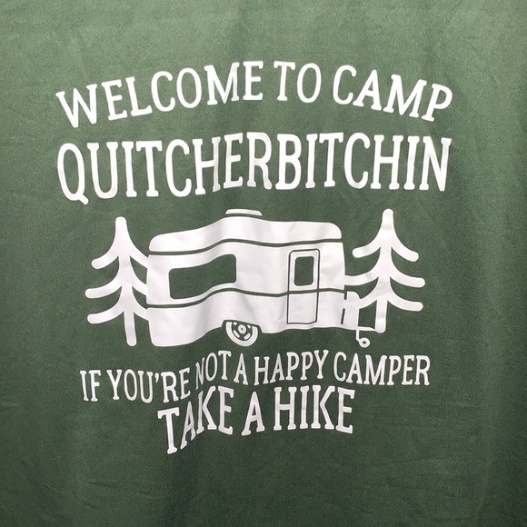 Welcome to Camp Quitcherbitchin Tank Top Racerback Green Plus Size 5XL - Picture 2 of 5